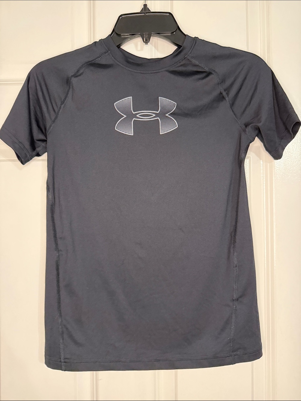 Under Armour Boys Short Sleeve Tee — Dark Gray with Light Gray Logo